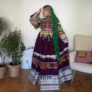 Nouvelle arrivée Appliques brodées robes de style afghan pour femmes Vintage modeste a-ligne Maxi longueur prix de gros manches longues - Product Image 1