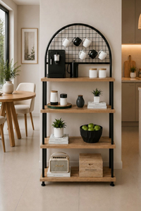 Estante de Almacenamiento para Cocina, Soporte para Microondas, Organizador para Cafetera y Panel Trasero con Rejilla, Estante de Cocina con Soporte para Microondas - Product Image 3