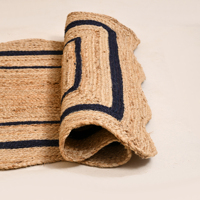 Tapis et ensembles de tapis de couloir festonnés en jute, antidérapants, adaptés aux animaux domestiques, faits à la main, en jute naturelle noire, pour chambre, extérieur et hôtel
