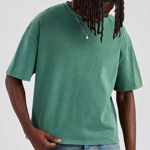 เสื้อยืดโอเวอร์ไซส์ผ้าคอตตอนถักน้ำหนัก 220 กรัม ซักย้อมสีแบบแอซิดวอช สำหรับผู้ชาย พร้อมโลโก้แบบกำหนดเอง - Product Image 4