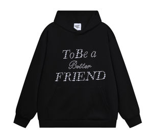 Sweat-shirts en coton lourd personnalisés pour hommes avec strass Nouvelle tendance de vente chaude Sweat-shirts imprimés en relief à motif uni avec strass sur le visage - Product Image 1