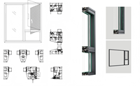 Ventana Abatible Moderna de Aluminio con Rotura de Puente Térmico para Exteriores, Triple Vidrio Aislante, Antirrobo, Resistente a la Carga del Viento, Estilo T-Grid