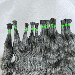 Extensiones indio de pelo rizado gris natural, extensiones de color claro con extremos súper doblemente dibujados, textura recta natural India - Product Image 2