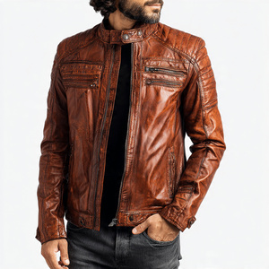 Veste en cuir à col rabattu pour homme, poche poitrine, veste en cuir de vache, veste en cuir véritable pour homme, veste de baseball pour homme - Product Image 6