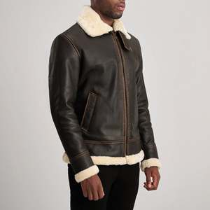 Heavy Duty <b>Shearling</b> Leather <b>Jacket</b> <b>For</b> <b>Men</b> Warm And Thick Outerwear With Modern Style - Product Image 4