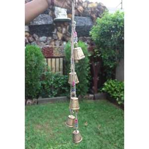 Décoration mobile suspendue rustique de style ferme vintage, 72 cm, clochettes de 72 cm de longueur, corde en jute pour ornement de jardin extérieur - Product Image 1