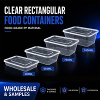 Boîtes à emporter rectangulaires jetables en PP de qualité alimentaire 500/650/750/1000ML pour la restauration en gros