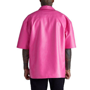 NOUVEAU OEM Vente en gros Logo personnalisé Haute qualité Similicuir Fermeture éclair Printemps Grande taille Coupe régulière Chemise homme col mandarin gothique - Product Image 2