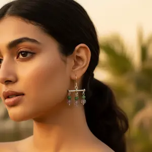 ต่างหูหยดน้ำประดับพลอยเงิน 925 สำหรับผู้หญิง สวมใส่ได้ทุกวัน ของขวัญแฟชั่น - Product Image 1