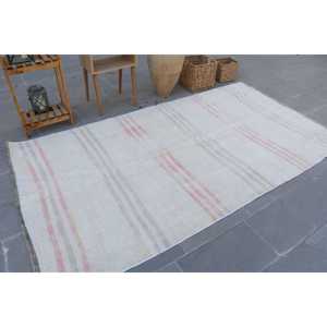 Alfombra vintage de 4.6x8.5 pies, alfombra con diseño de plantas y árboles blancos, de lana - Product Image 2