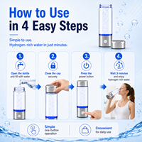 Bouteille d'eau hydrogénée intelligente 1400ppb, technologie d'électrolyse de l'eau par membrane d'échange de protons SPE PEM, ioniseur d'eau portable H2