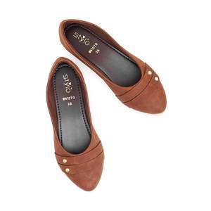 Women's <b>High</b> <b>Heel</b> <b>Pumps</b> WN1070 in Brown Pointed Toe and Low <b>Heel</b> (5cm) Slip-On Closure <b>High</b> Quality for New Season - Product Image 1