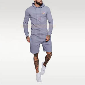 Alta calidad transpirable invierno algodón Jogging gimnasio chándal corto 2 piezas conjunto recién llegado personalizado al por mayor hombres Sudadera con capucha Casual - Product Image 6