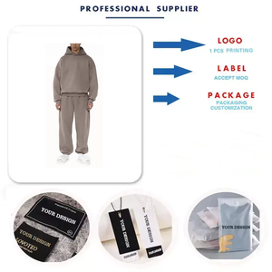 Conjunto Deportivo de Alta Calidad en Algodón, Estilo Urbano, Color Liso, Pantalones y Sudadera con Capucha Extra Grandes, Personalizables, de Felpa Gruesa - Product Image 6