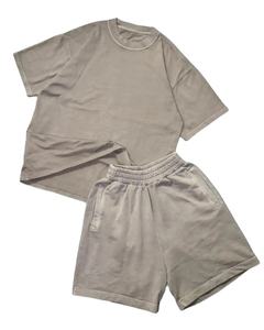 Conjuntos Cortos Casuales Lisos para Hombre, Lavado Ácido, 100% Algodón Jersey 240gsm, Camiseta y Pantalones Cortos de Corte Cuadrado para Hombre, Hechos en Pakistán - Product Image 3