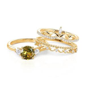 Jeulia <b>Crown</b> Interchangeable Three Stone Engagement <b>Ring</b> Set-Fine Jewelry - Product Image 4