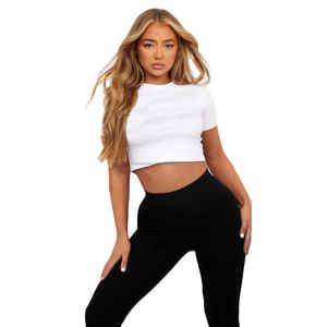 Camisetas personalizadas China Crop Top Sport Mujer Camiseta con su logotipo Manga corta Hip Hop Cuello redondo - Product Image 6