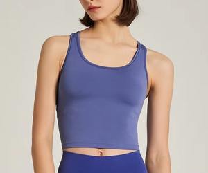 Women's Retro Short-Knit <b>Tank</b> <b>Top</b> <b>Square</b> <b>Neck</b> with Built-In Bra Padded Modal Summer Sun-protective Beauty Vest - Product Image 1