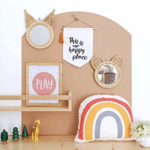 <b>Small</b> Cat Rattan <b>Mirror</b> Hanging <b>Wall</b> Decor - Handmade Animal <b>Wall</b> <b>Mirror</b> for Kids Room & Nursery - Product Image 4