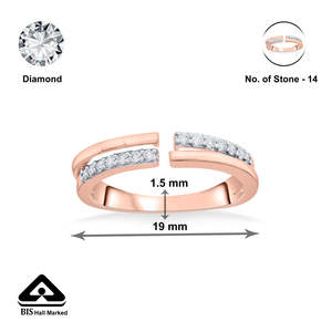 Bague en or rose sertie de diamants, design tendance à maillons - Product Image 6