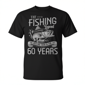 T-shirt promozionale da uomo per il 60° compleanno del pescatore Fishing Legend 60 Years Old Fisherman - Product Image 2