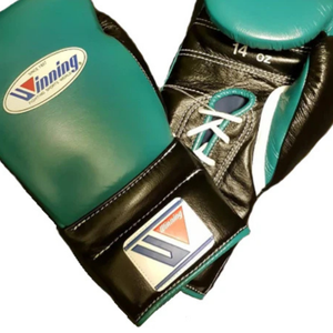 Gants de boxe à lacets Winning, vert et noir, cuir véritable de qualité supérieure, gants d'entraînement et de sparring professionnels, 8oz, 10oz, 12oz - Product Image 2