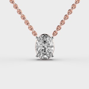 Colgante Solitario de Diamante Ovalado Cultivado en Laboratorio con Certificación IGI en Oro Amarillo/Blanco y Rosa de 9K, Colgante Clásico Minimalista para Mujer - Product Image 5