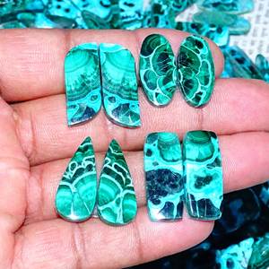 Lote de par de cabujones de malaquita de crisocola natural para hacer joyas, par de piedras curativas pulidas listas para la venta - Product Image 3