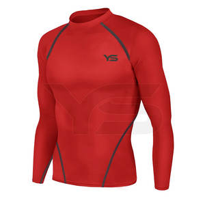 Chemises de compression de gymnastique pour hommes à séchage rapide et de couleur unie légère coupe ajustée à manches courtes et longues avec motif imprimé unique - Product Image 1