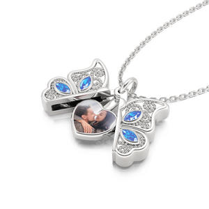 Collier personnalisé en argent sterling Jeulia avec pendentif cœur papillon ouvrable - Product Image 3