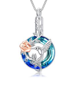 Collar de círculo azul, urna para cenizas, Plata de ley con cristal, joyería de cremación, recuerdo de recuerdo para mujeres y niñas, tamaño personalizado - Product Image 1