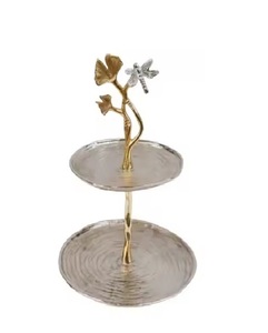 Gleaming Golden Wedding Cake Stand Beaded Crystal Round Shaped With Mirror <b>Top</b> Decorative Metal Frame for Dessert and <b>Cupcakes</b> - Product Image 2