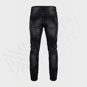 Wholesale Fashion Vintage High Quality <b>Men</b> <b>Jean</b> Fitted Ripped Raw Hem Stacked <b>Flare</b> Denim <b>Jeans</b> Wholesale Customized Color - Product Image 2