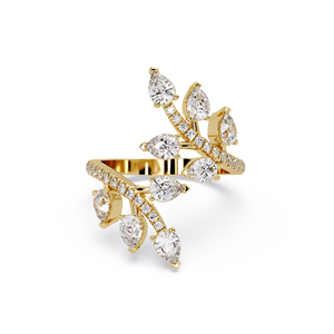 Classic <b>Rings</b> 14K Pure Gold Pear Cut Lab Grown Diamond <b>Ring</b> Laurel Leaf Bypass <b>Ring</b> For Women Fine Jewelry Engagement <b>Rings</b> - Product Image 2