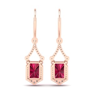 Boucles d'oreilles pendantes REYES en argent sterling 925 avec moissanite, design élégant, pierre précieuse rubis taille radiant, accessoires de mariage, bijoux - Product Image 4