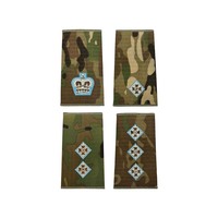 Écusson brodé en toile à coudre pour commandant, avec broderie en dentelle bronze, pour grade de majorette de fanfare (sergent instructeur) Multicam, avec épingle de sûreté