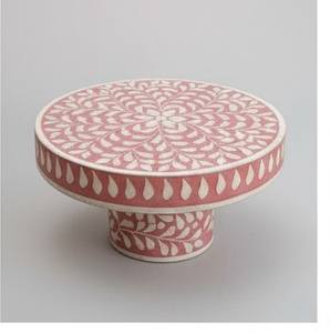 Soporte para Pastel de Lujo con Incrustaciones Florales de Hueso, Ecológico, Tamaño Personalizado Disponible, Solo Lavar a Mano, Acento Perfecto para Mesa, Estilo Contemporáneo para el Hogar - Product Image 3