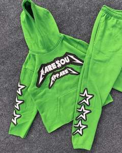 Ensemble évasé 100% coton avec logo de détresse personnalisé de qualité supérieure survêtement d'hiver respirant et à séchage rapide pour adultes - Product Image 3