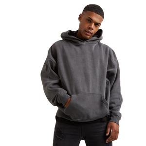 Venta al por mayor Plain Men's Streetwear Hoodies Custom Logo Heavyweight Cotton Oversized Men's Drop Shoulder Hoodies - Product Image 6