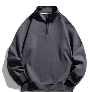 Sweat-shirt pour homme Sweat-shirt quart demi zippé en coton vierge Pull ras du cou avec logo sérigraphié Sweat-shirt personnalisé pour homme - Product Image 4