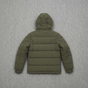 Vestes matelassées à capuche de couleur vert foncé à prix abordable en gros, légères, rembourrées de coton, pour l'hiver - Product Image 2