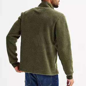 Sweat à capuche pour homme en polaire sherpa, demi-zip, col montant, épais, chaud, écologique, respirant, uni, décontracté, hiver, personnalisable numériquement - Product Image 2
