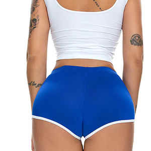 กางเกงขาสั้นเอวสูงสำหรับผู้หญิงกางเกงขาสั้นสำหรับเล่นโยคะวิ่งสีพื้น - Product Image 4