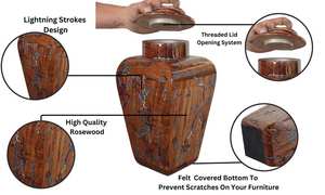Lightning Strokes Wooden <b>Urn</b> for Human Ashes <b>pet</b> Cremation <b>Urns</b> for Funeral Memorial Keepsake <b>Urn</b> with Threaded Lid - Product Image 5