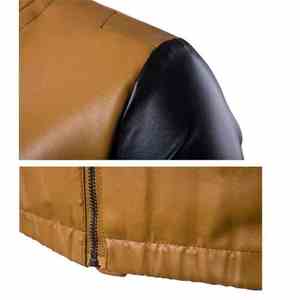 2024 Vintage hommes haute rue marron noir veste en cuir décontracté mode grande taille Duffle moto veste hiver tissu - Product Image 4