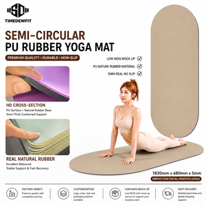 Tapete de Yoga Vegano de Grado Profesional OEM ODM, de PU Mate y Caucho Natural, Forma Ovalada Arqueada, 5mm de Grosor, Antideslizante Premium - Product Image 1