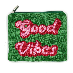 Sacs fourre-tout promotionnels personnalisés tendance en perles, motif 'Good Vibes', en perles de rocaille, magnifiques, par MD HANDICRAFTS - Product Image 1