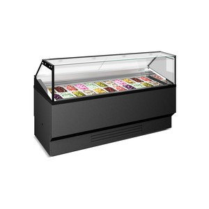 Vitrina Refrigerada para Helados y Pasteles FRAMEC de Alta Calidad, con 22 Contenedores de 5L, 2006x963x1287mm, Gabinete Comercial - Product Image 1