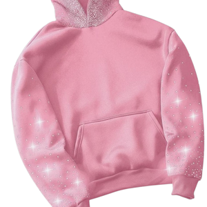 Sweat à capuche rose pour homme avec strass, luxe, cristal, nouveau, brillant, streetwear, hip hop, mode, esthétique diamant, élégant, chaud, automne - Product Image 2