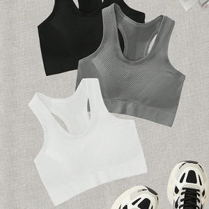 Soutien-gorge de sport pour femmes, couvrant entièrement le buste, à boucle latérale croisée à l'avant, sans couture, léger, respirant, à maintien élevé, grande taille - Product Image 6